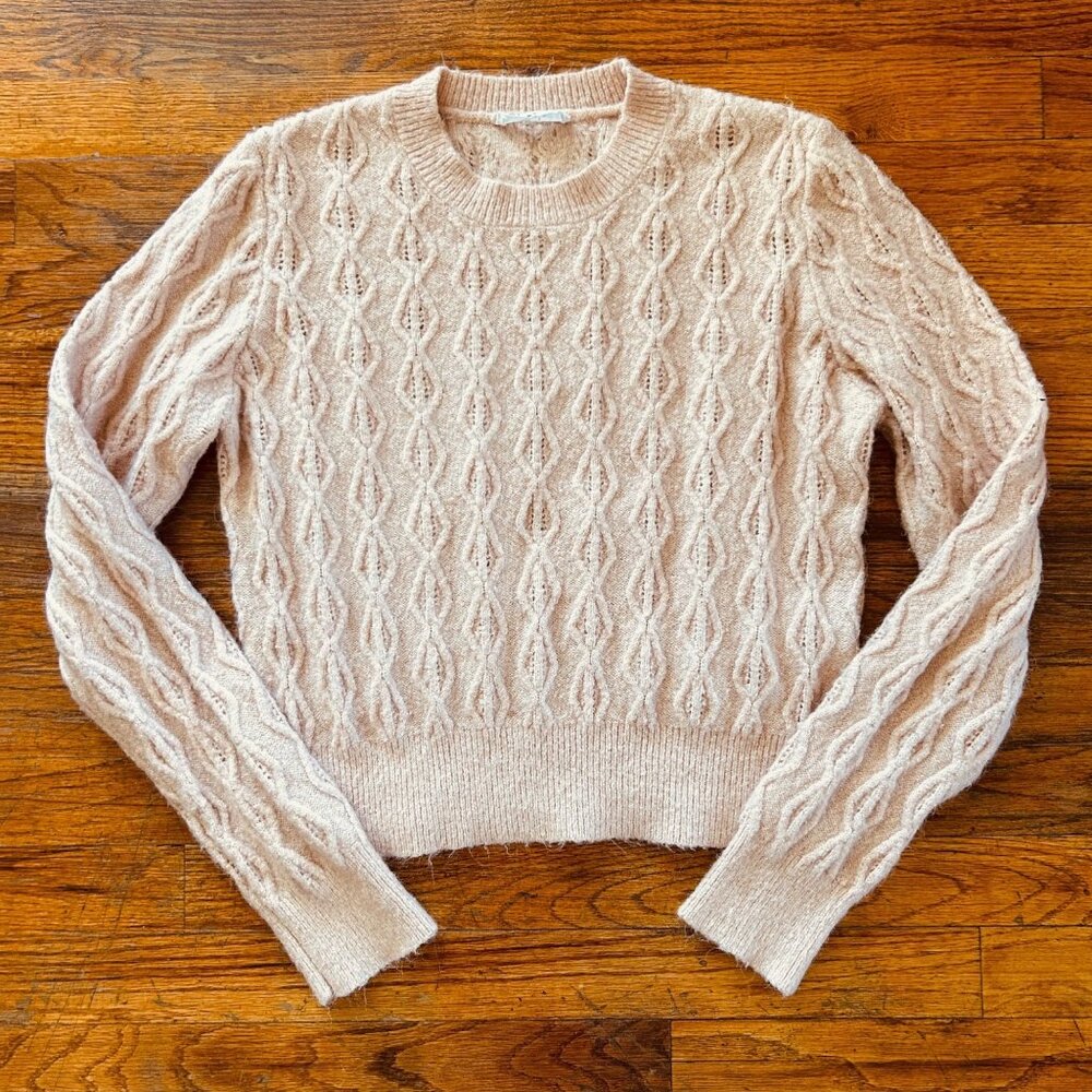 Elodie Womens Light‎ Pink Cable Knit Sweater Small